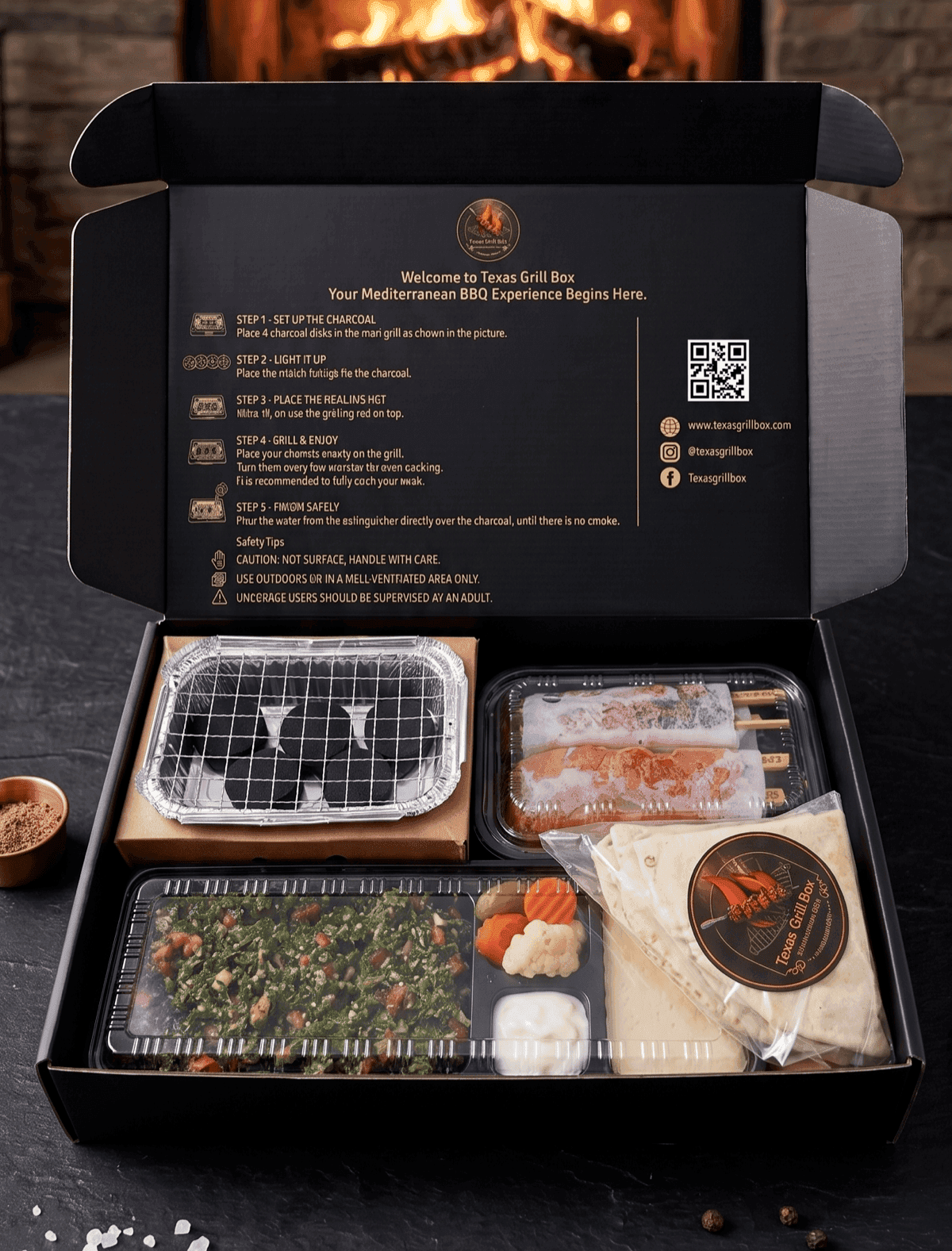 Texas Grill Box — fire and smoke